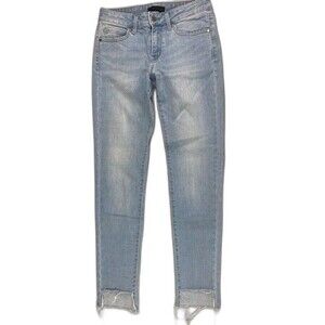 Uniqlo Size 24 Womens Jeans Skinny Tapered Mid Rise Ultra Stretch Light Wash